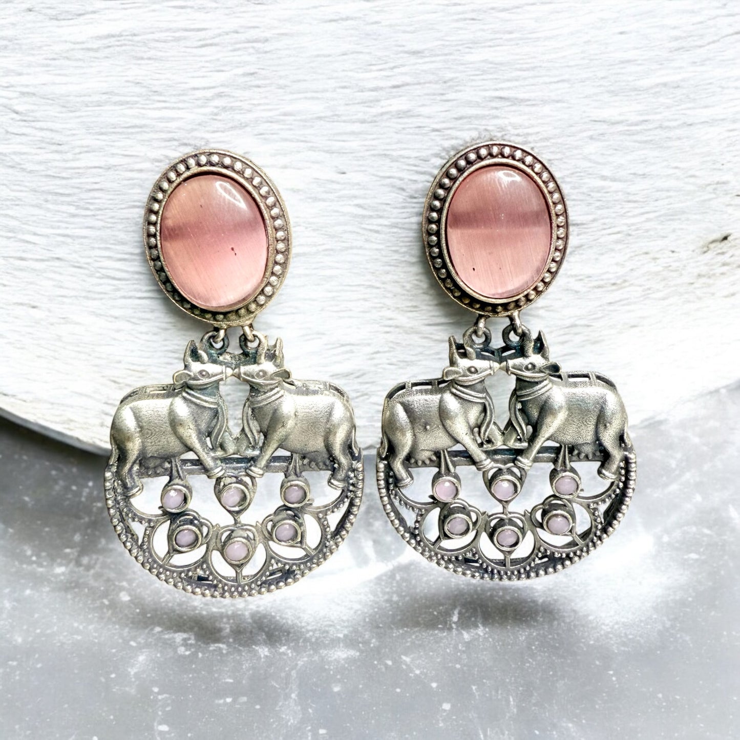 Nandika Dangler Earrings - MANKAA Pink Earrings