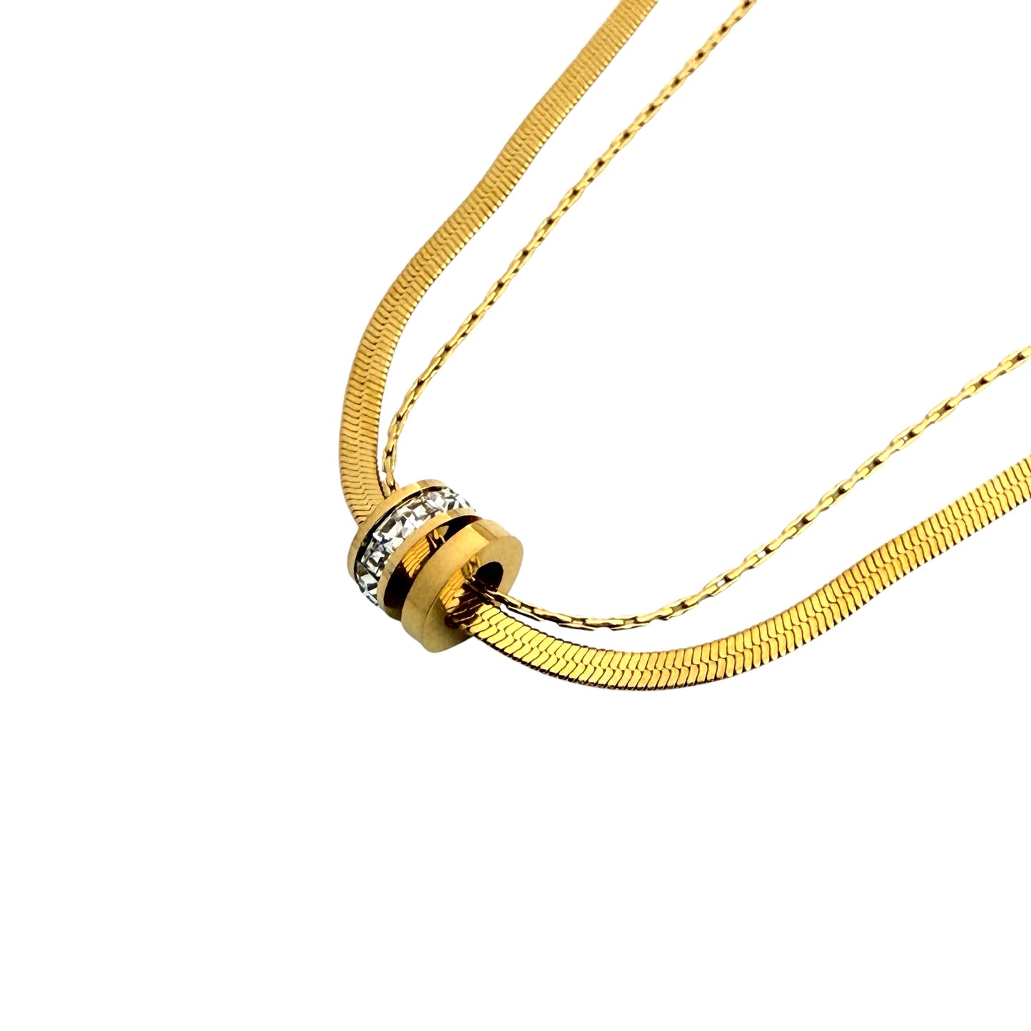 Stone Loop Double Layer Necklace - MANKAA Default Title Chain