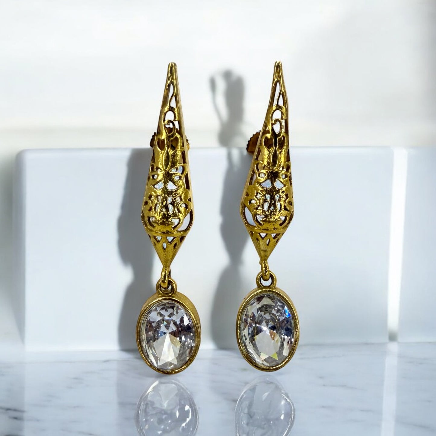 Meheriya Dangler Earring - MANKAA Clear White
