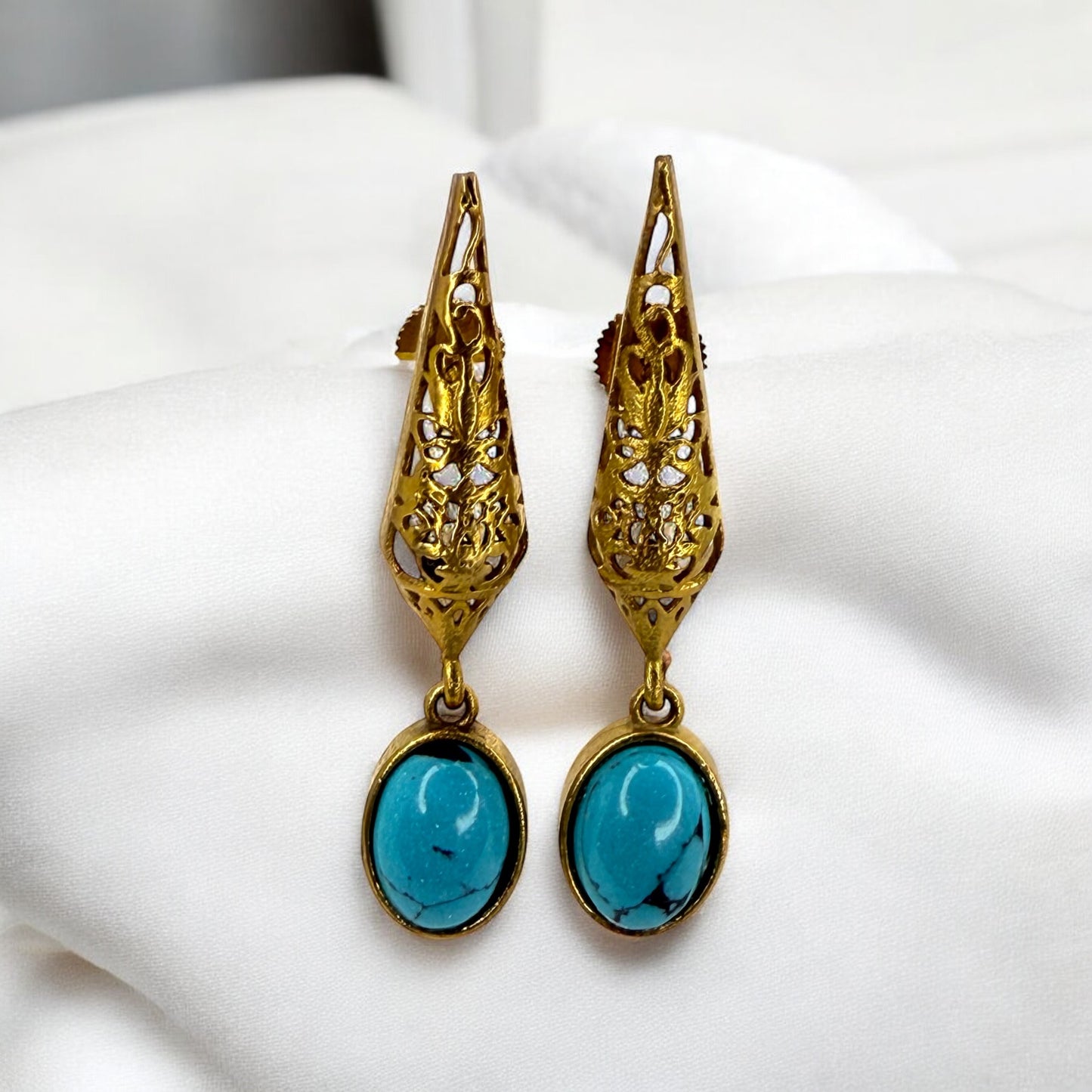 Meheriya Dangler Earring - MANKAA Aqua Blue
