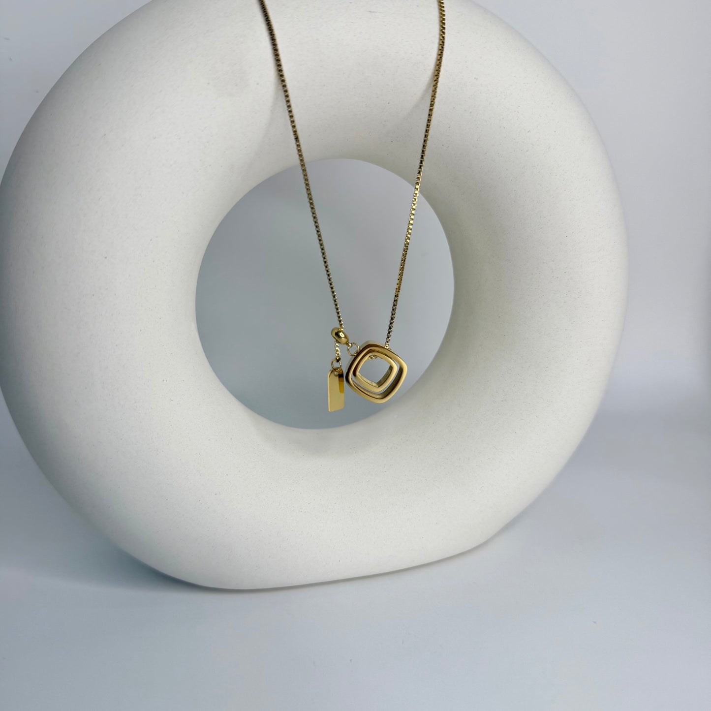 Gold Orbit Charm Long Necklace - MANKAA Default Title Chain