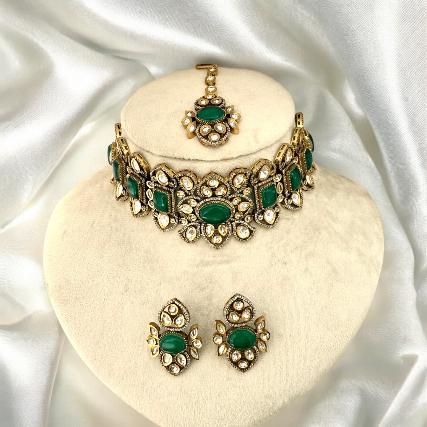 Aakarsha Emerald Golden - MANKAA Default Title Necklace set