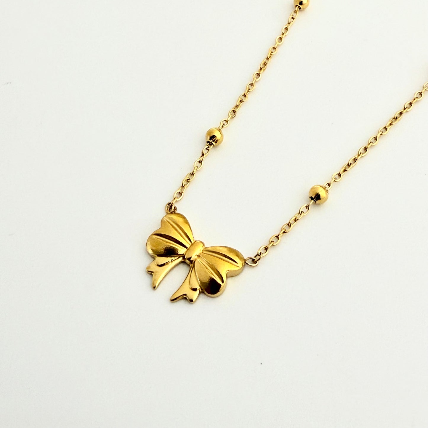 Bow Beaded Chain Necklace - MANKAA Default Title Chain