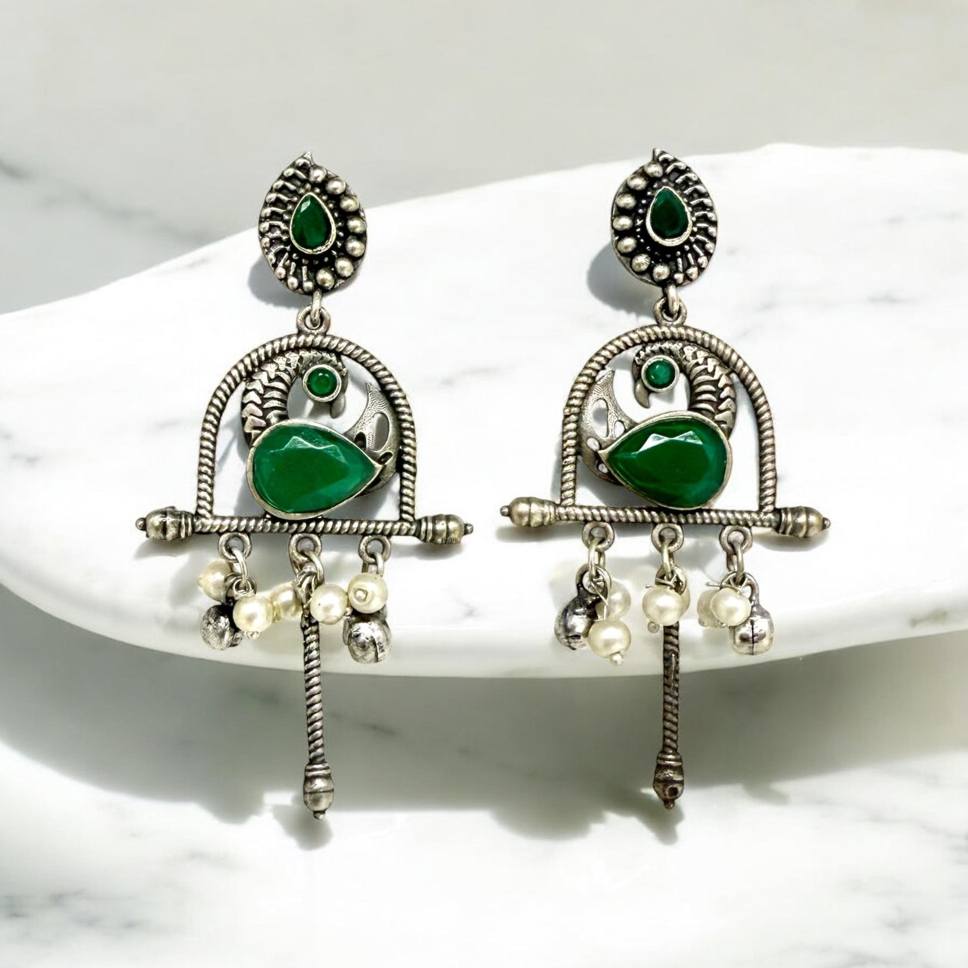 Kalindi Dangler Earring - MANKAA Emerald Earrings