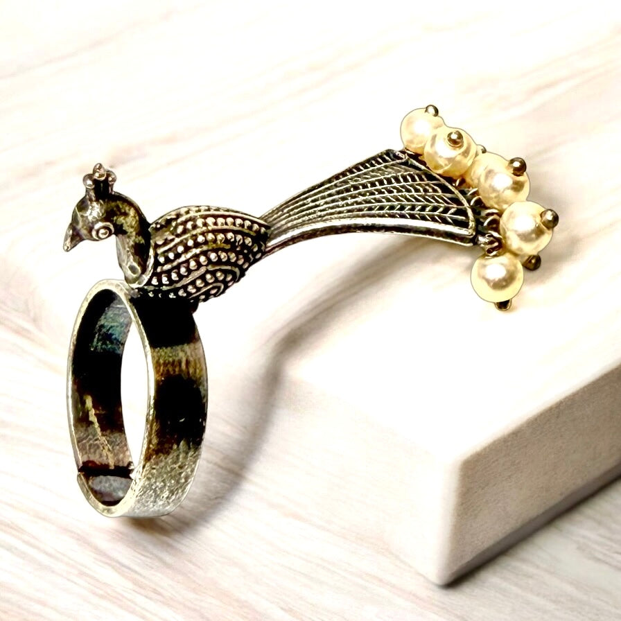 Mrinalika Peacock Ring - MANKAA Default Title Rings