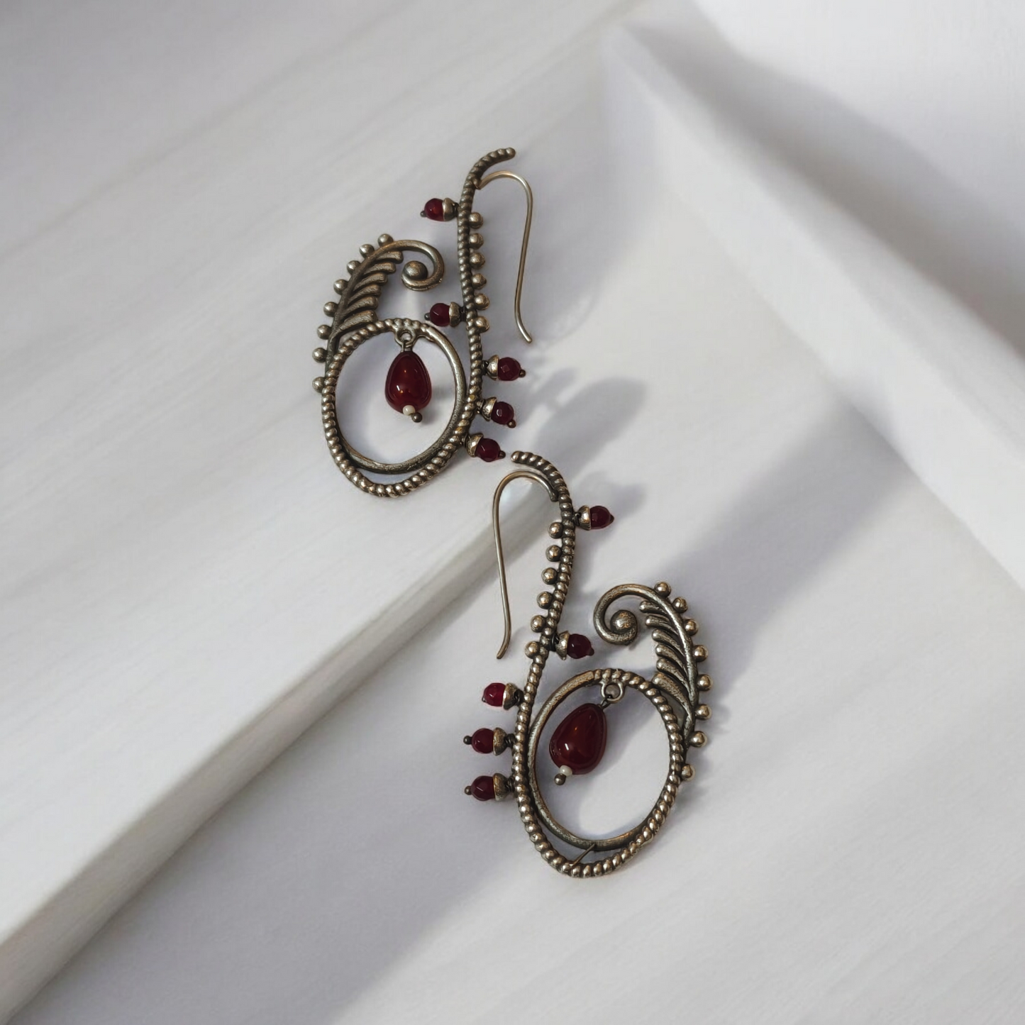 Gargi Ruby Hooks - MANKAA Earrings