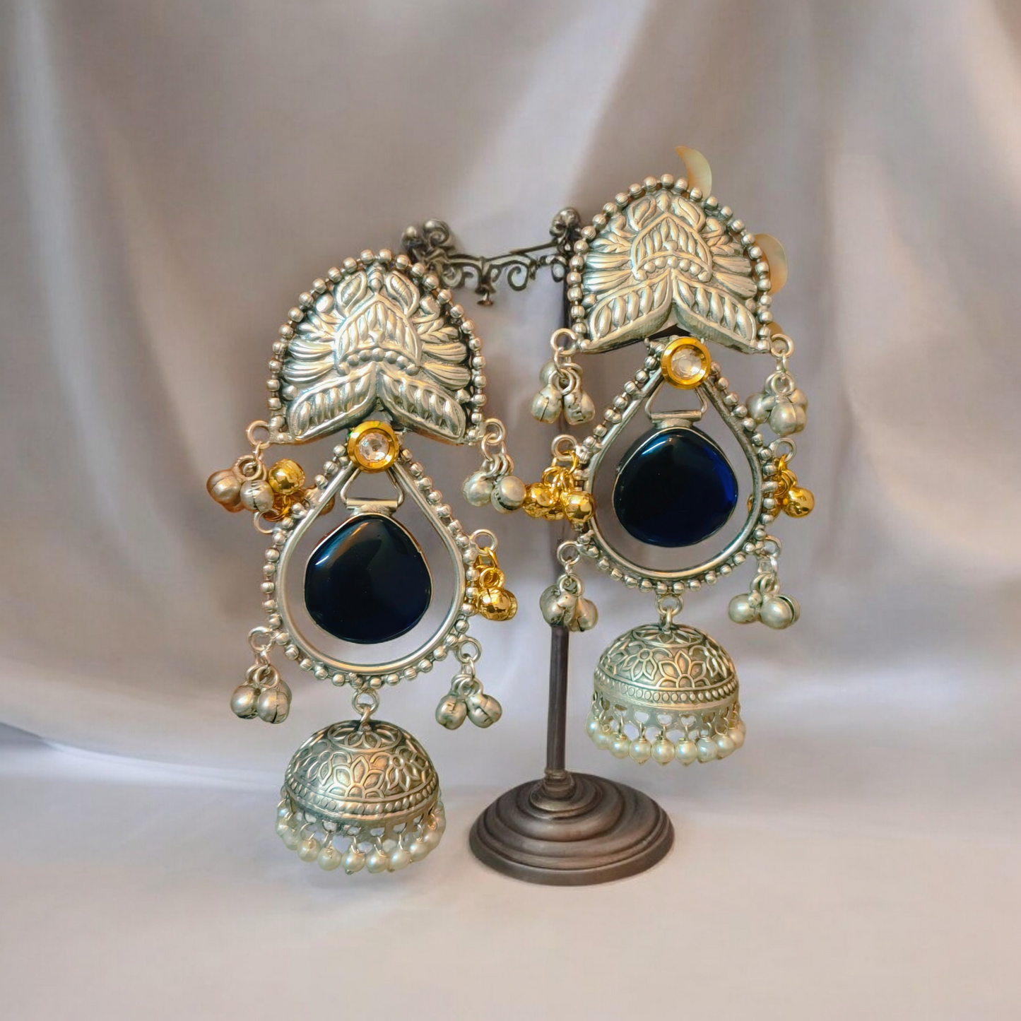 Akanksha Blue Dangling Jhumka - MANKAA Earrings