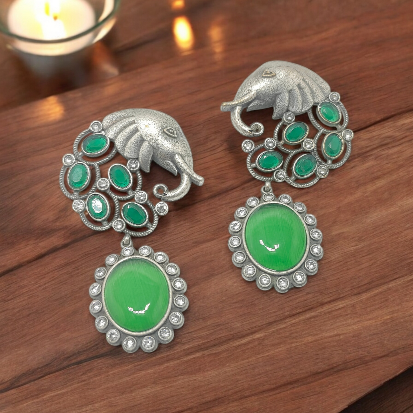 Antara Green Danglers - MANKAA Default Title Earrings