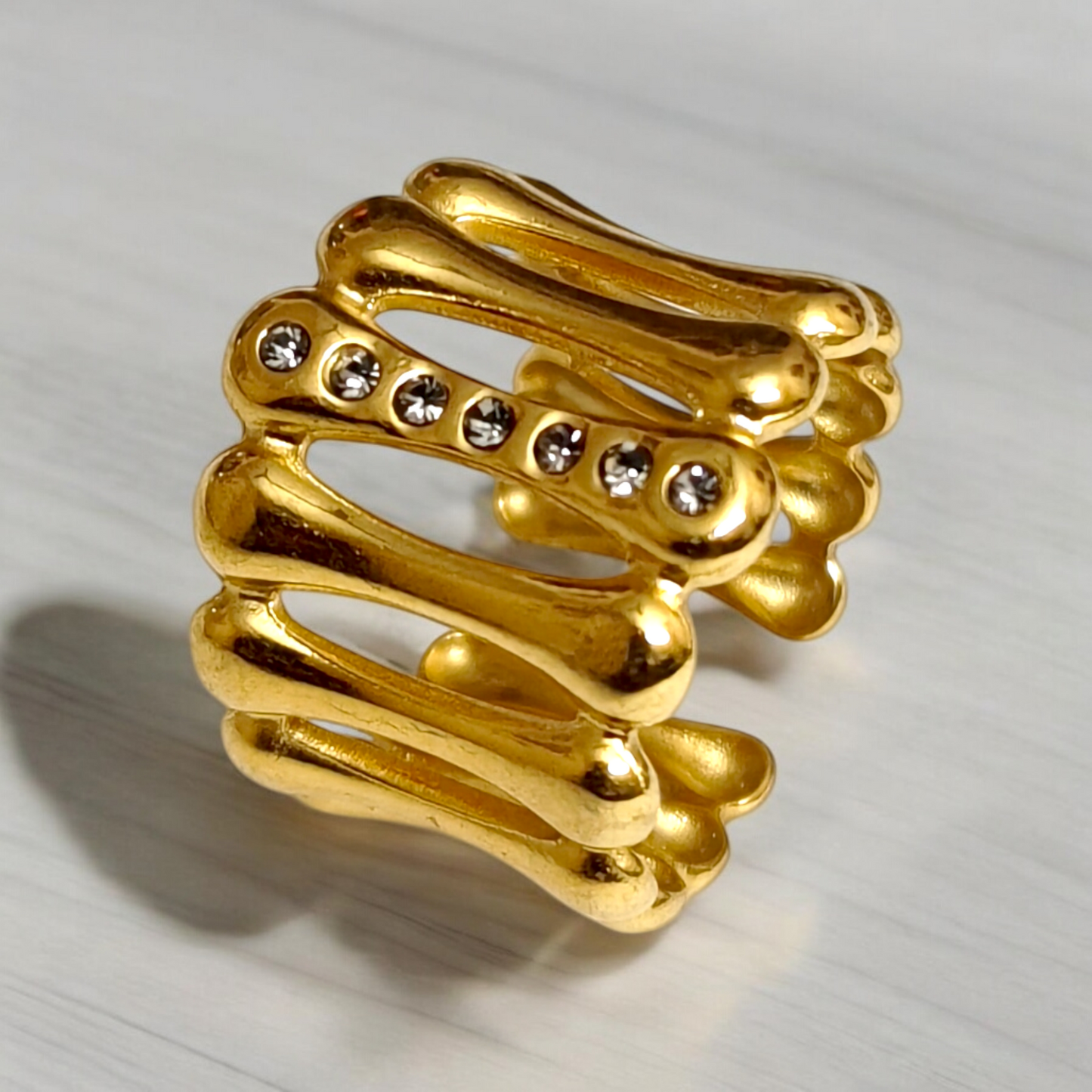 Crystal Embellished Ring – Gold Plated - MANKAA Default Title Rings