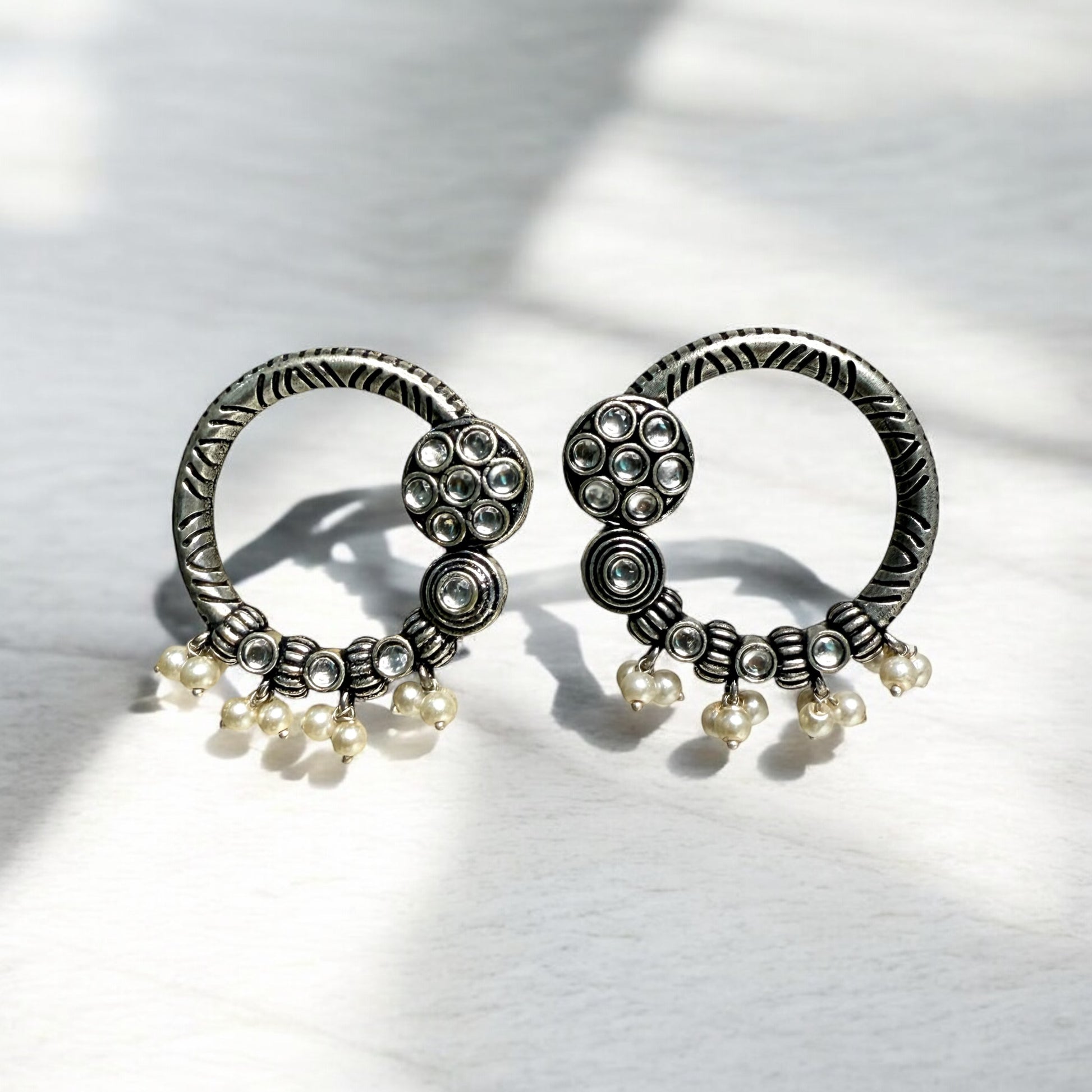 Mallika Stud Earrings - MANKAA Silver Earrings