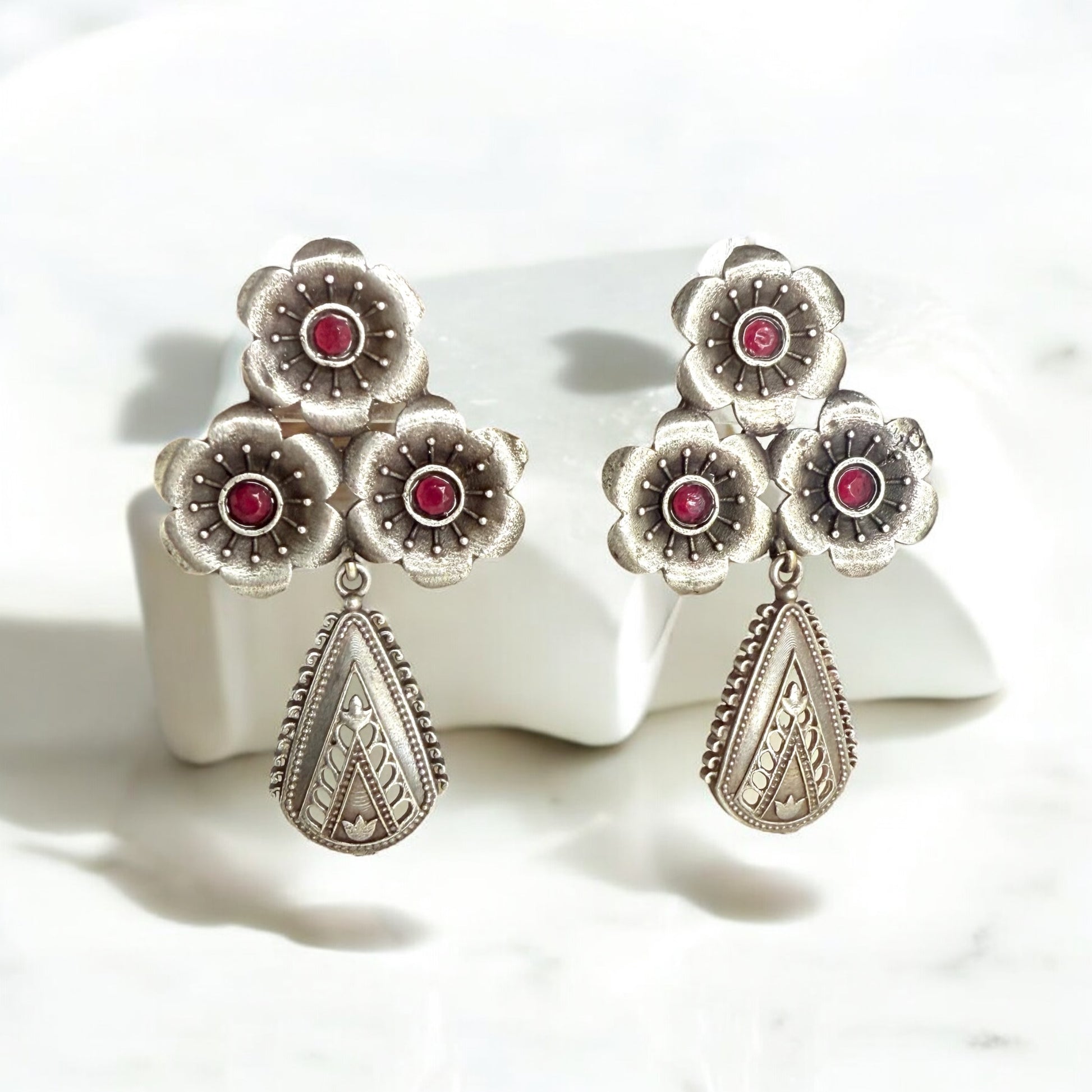 Kusumira Dangler Earring - MANKAA Ruby Earrings