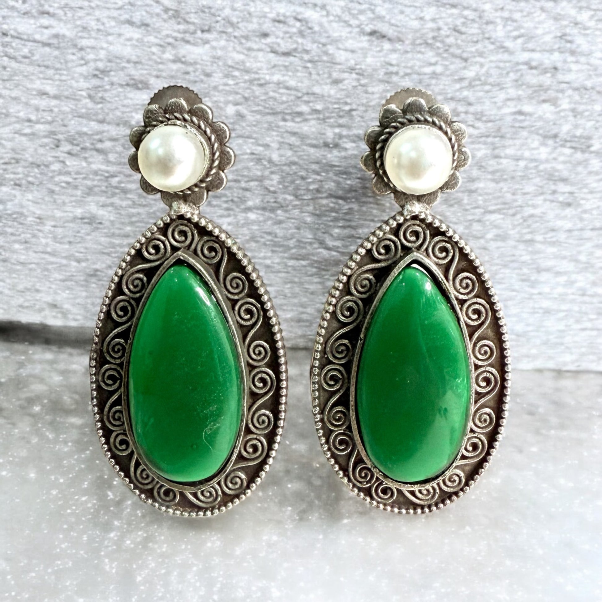 Medini Stud Earrings - MANKAA Green Earrings