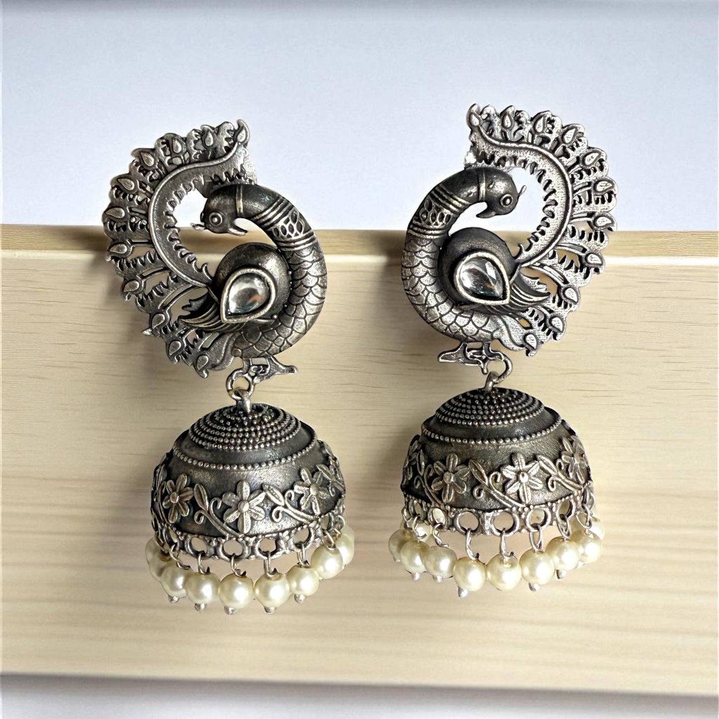Kanira Jhumka Earring - MANKAA Clear White Earrings