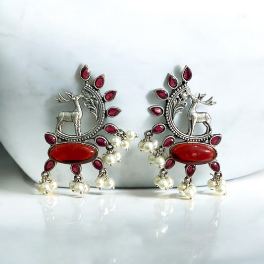 Hiranya Studs Earrings - MANKAA Ruby Earrings