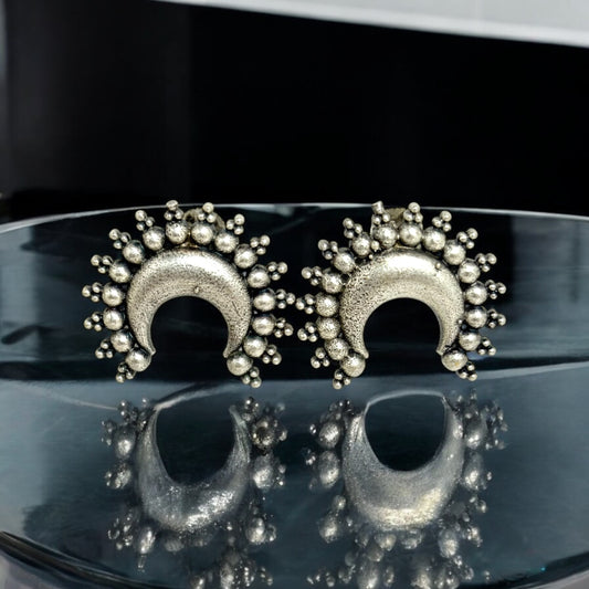 Stud, silver, flower