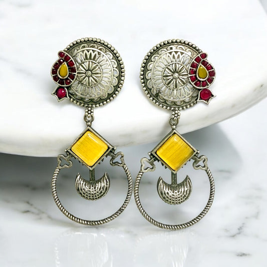 Vedanya Yellow & Ruby Danglers - MANKAA Default Title Earrings