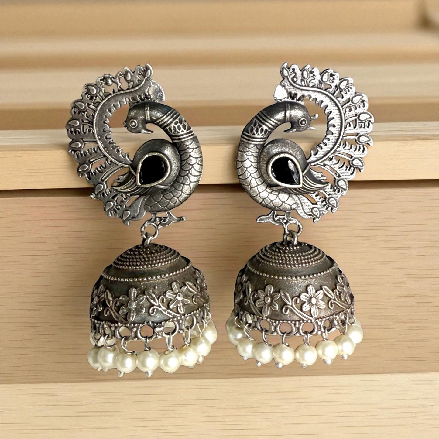 Kanira Jhumka Earring - MANKAA Black Earrings