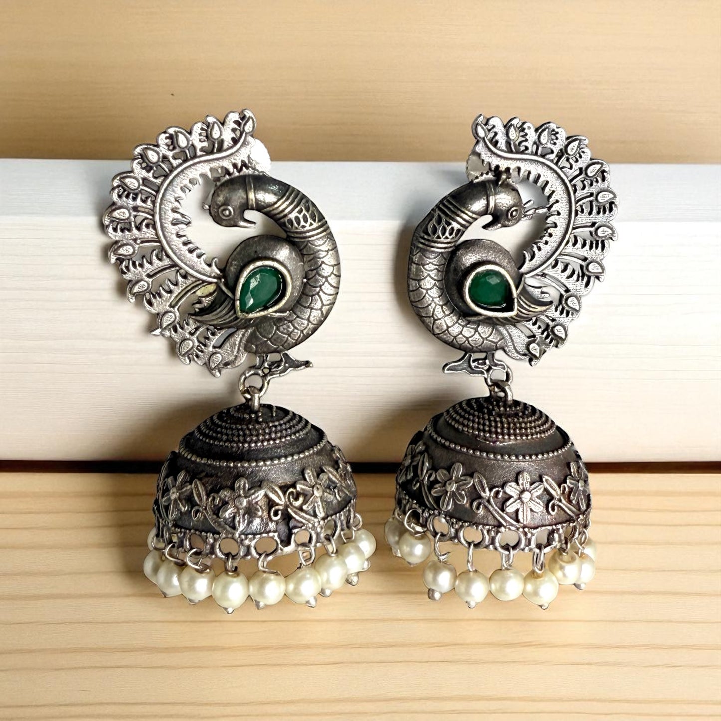 Kanira Jhumka Earring - MANKAA Emerald Earrings
