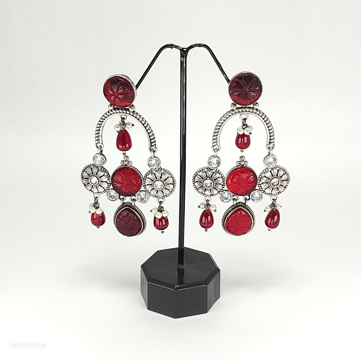 Smaahi Danglers - Red premium artificial earrings