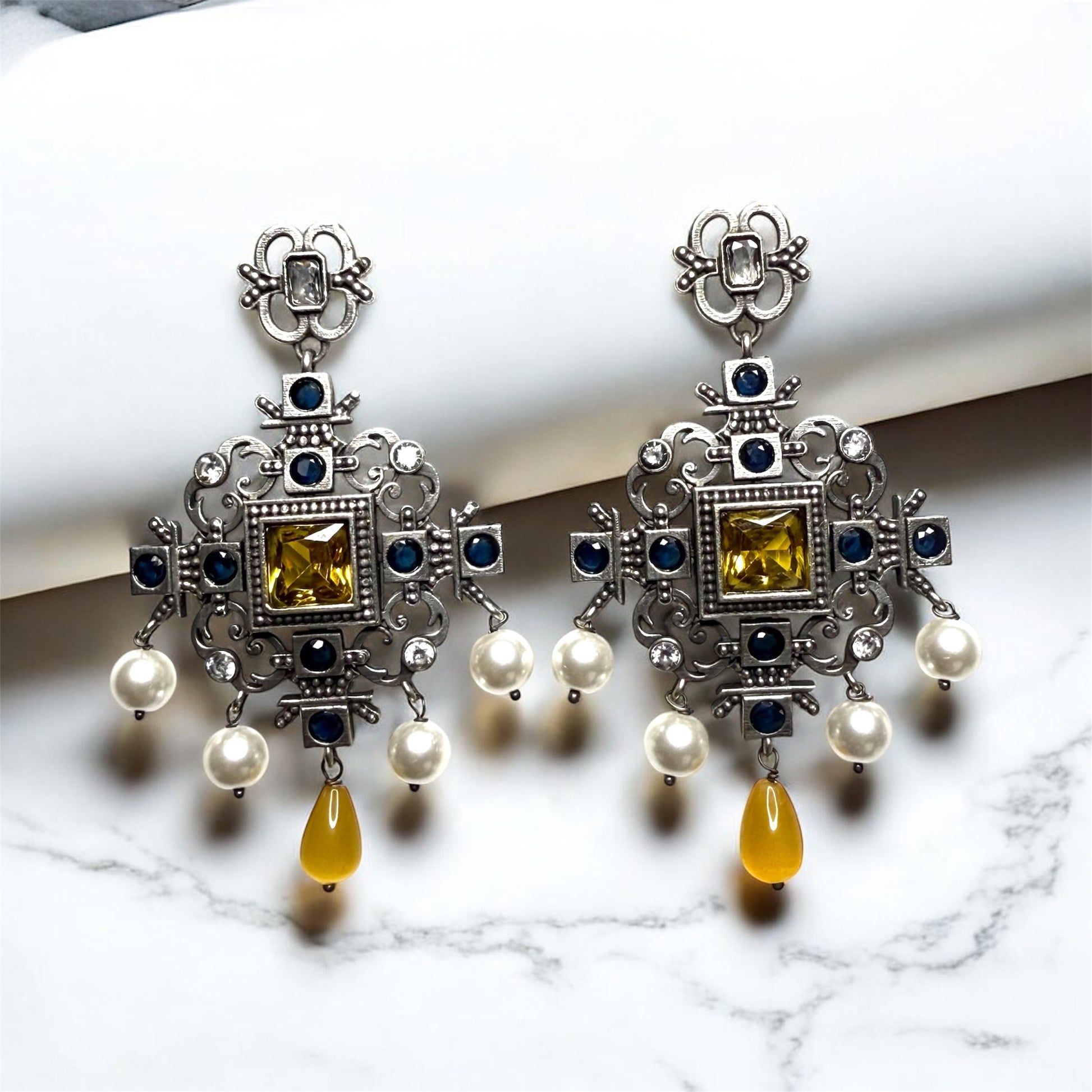 Alankrita Dangler Earring - MANKAA Yellow Earrings