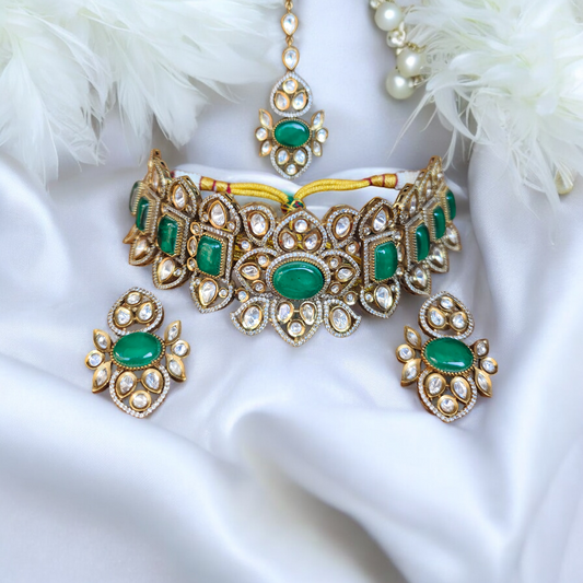 Aakarsha Emerald Golden - MANKAA Default Title Necklace set