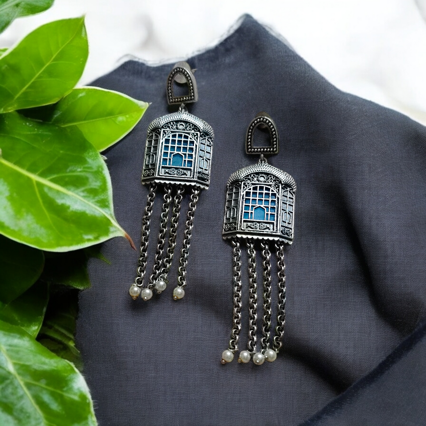 Hawa Mahal Blue Danglers - MANKAA