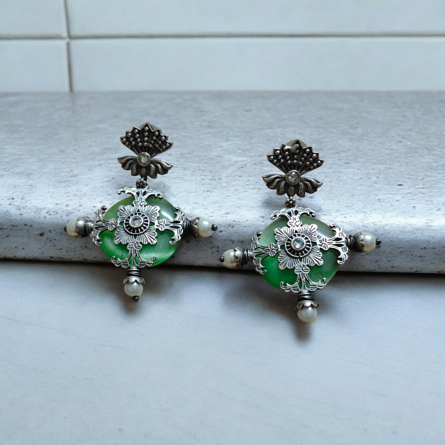 Amarthi Green Danglers - MANKAA