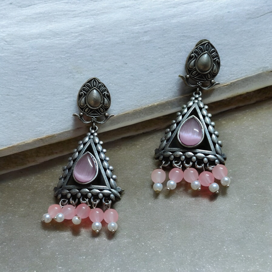 Varya Pink Danglers - MANKAA