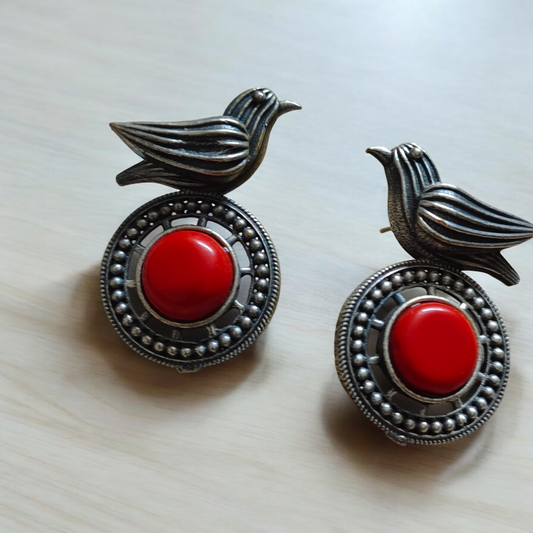 Shruti Matte Red Studs - MANKAA