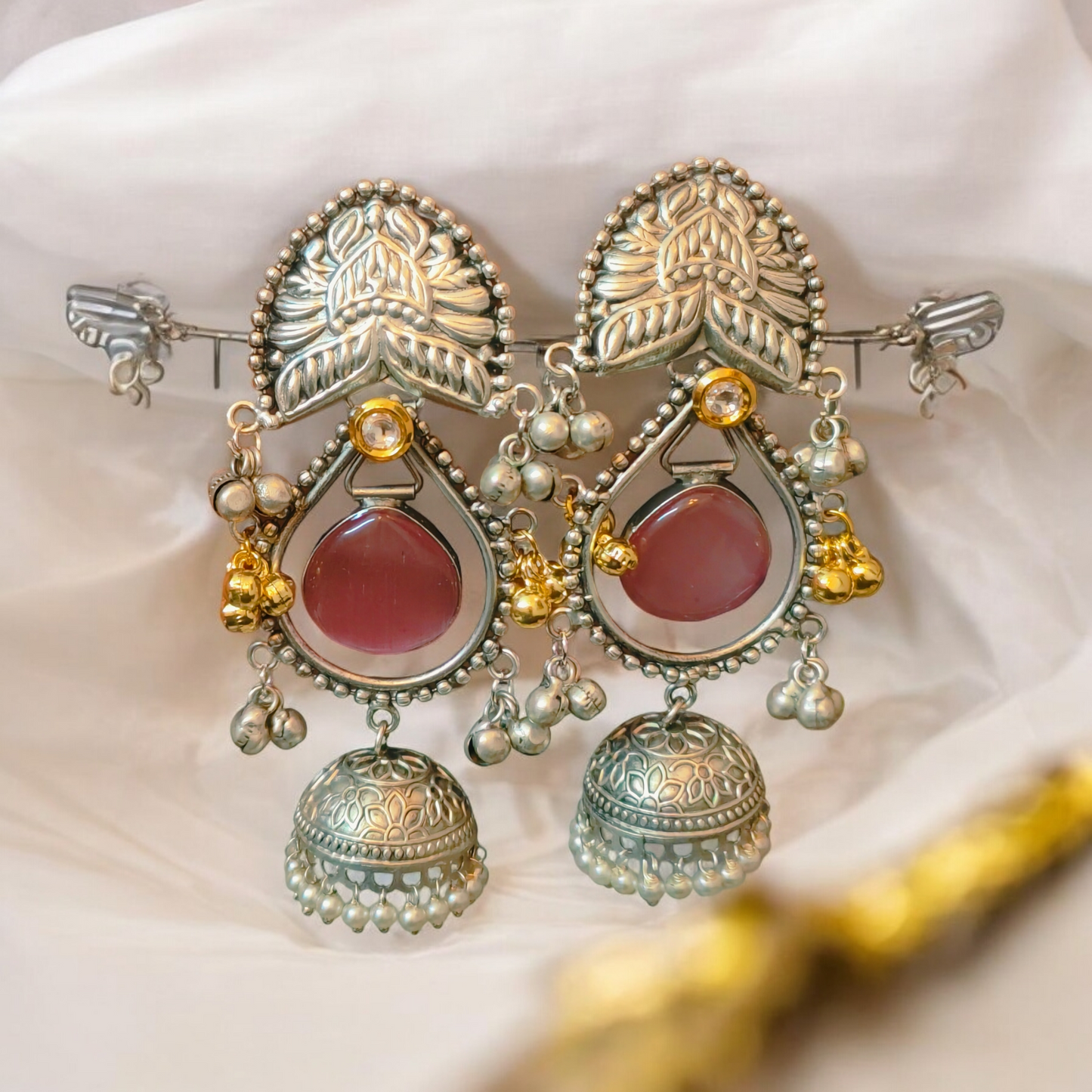 Akanksha Pink Dangling Jhumka - MANKAA