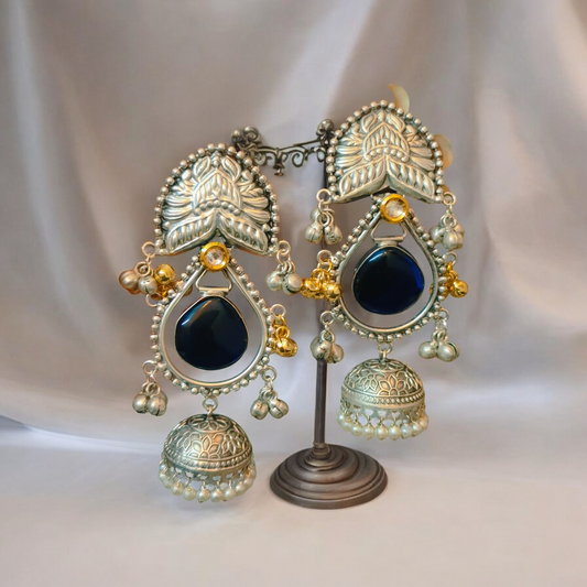 Akanksha Blue Dangling Jhumka - MANKAA