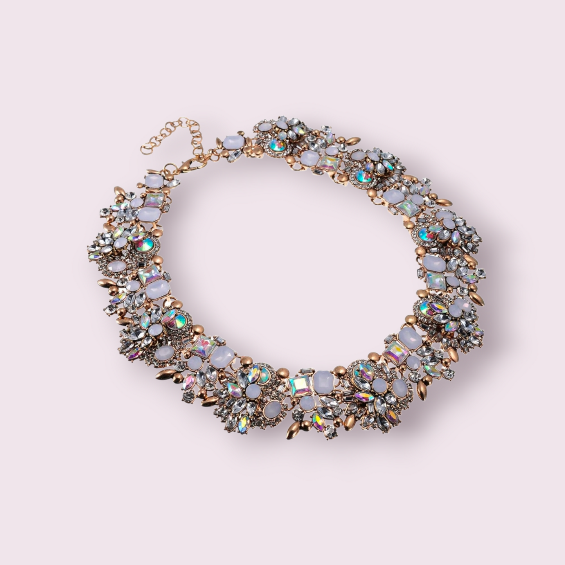 Crystal Rhinestone Statement Necklace Set - MANKAA