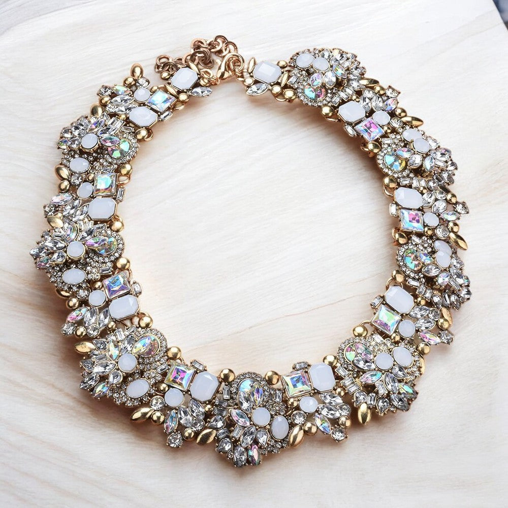 Crystal Rhinestone Statement Necklace Set - MANKAA