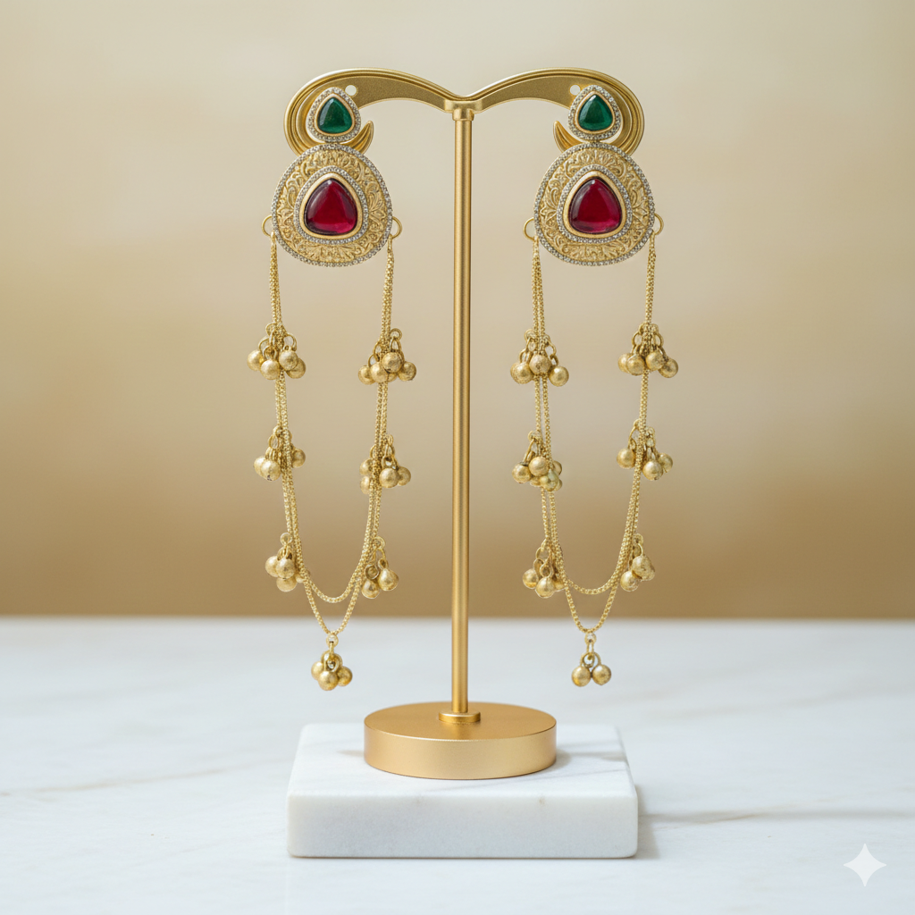 Archa Kashmiri Earrings - premium artificial earrings